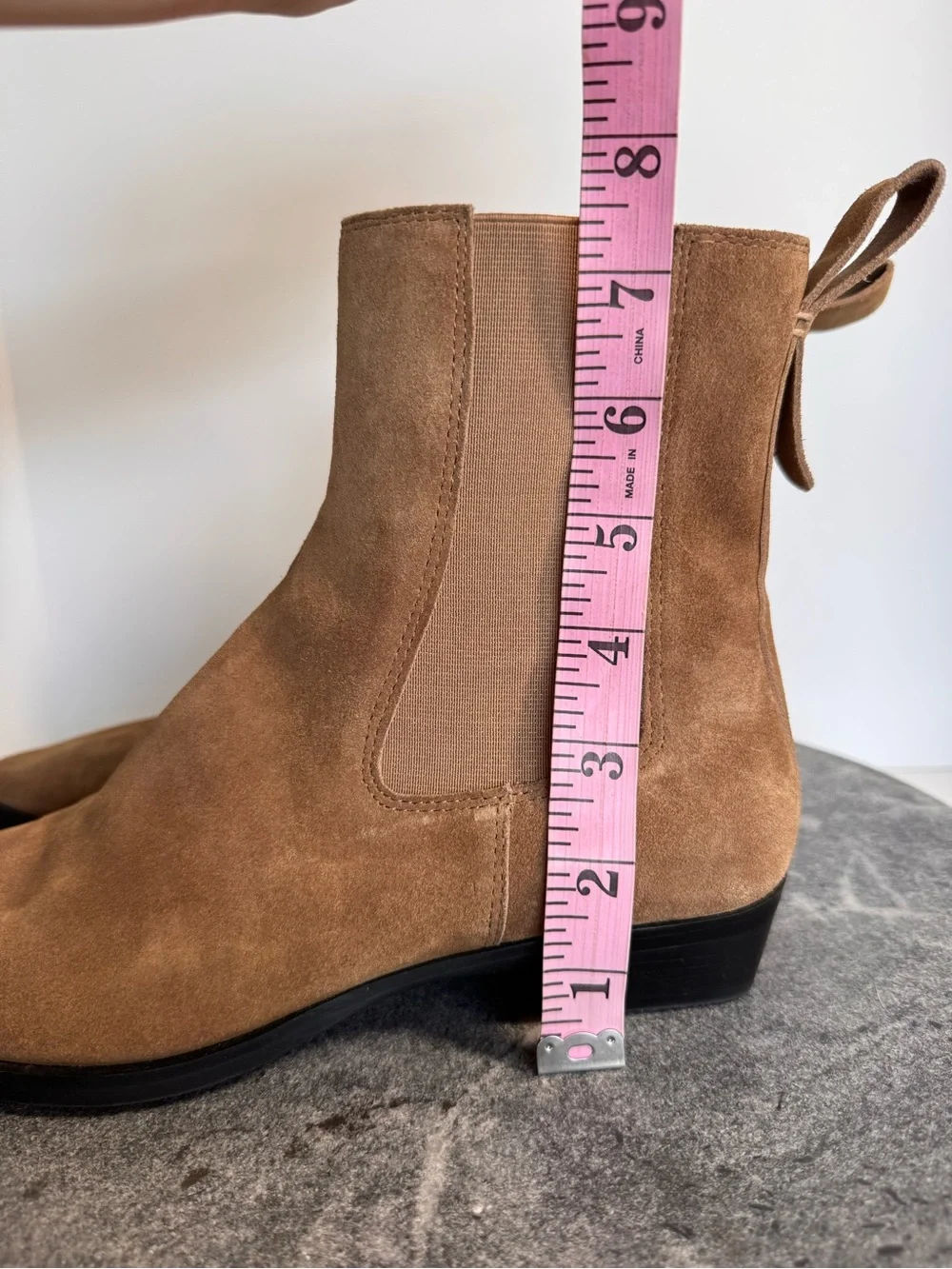 Tan Suede Ankle Boots Chelsea Booties 36 Light Brown Pull On